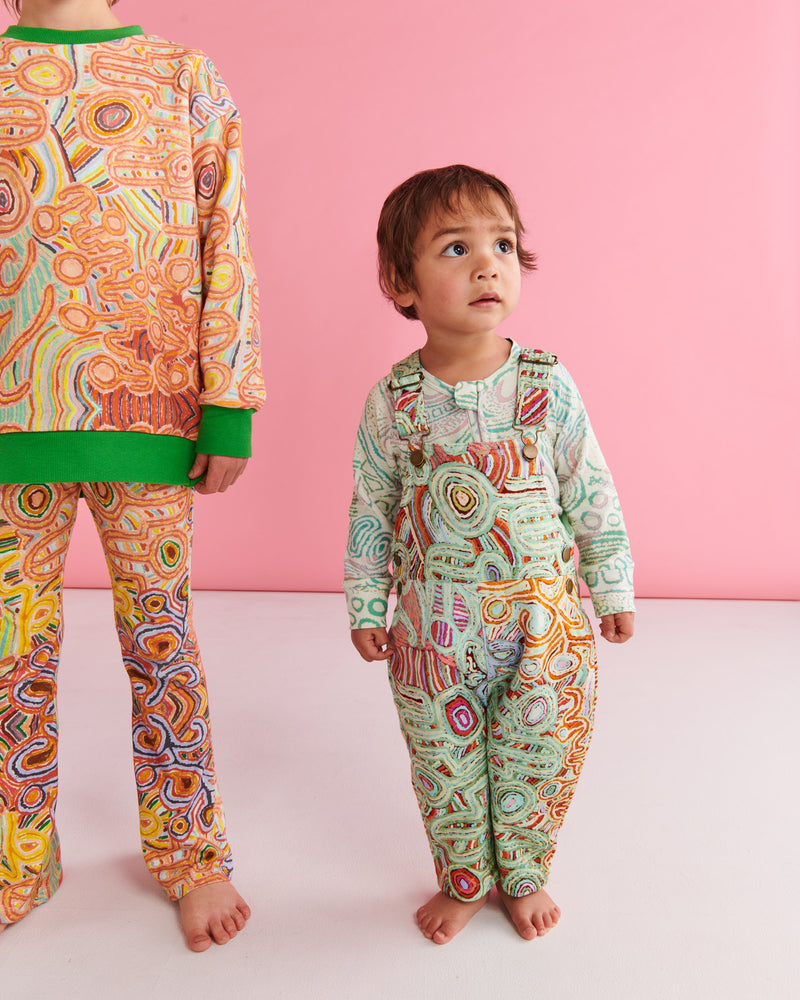 Ngayuku Ngura Sage Baby Quilted Fleece Overalls