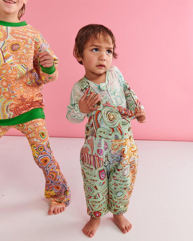 Ngayuku Ngura Sage Baby Quilted Fleece Overalls