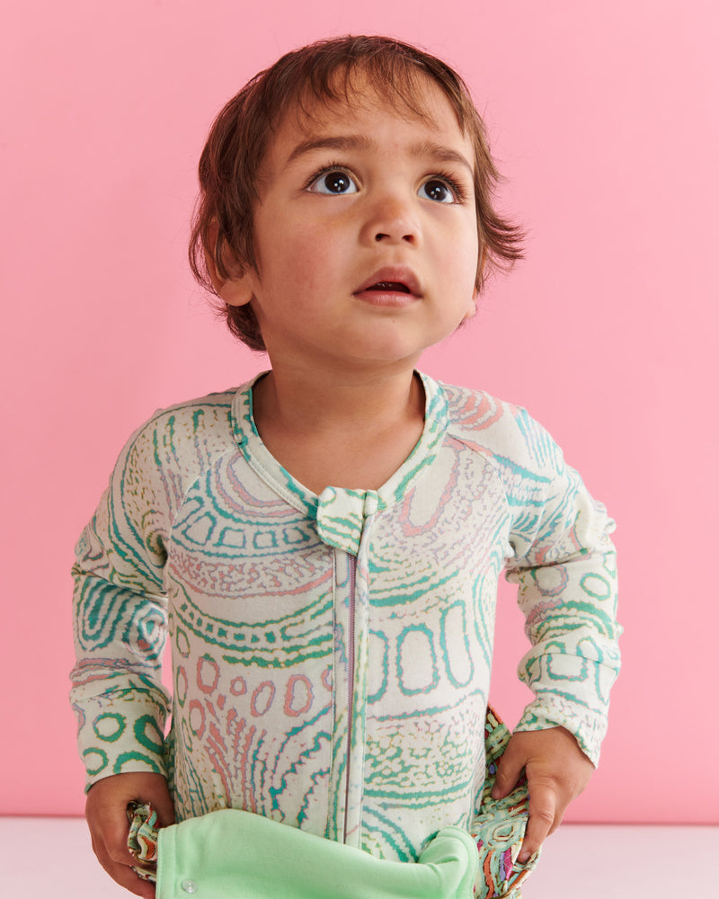 Tjala Tjukurpa Pastel Organic Long Sleeve Zip Romper