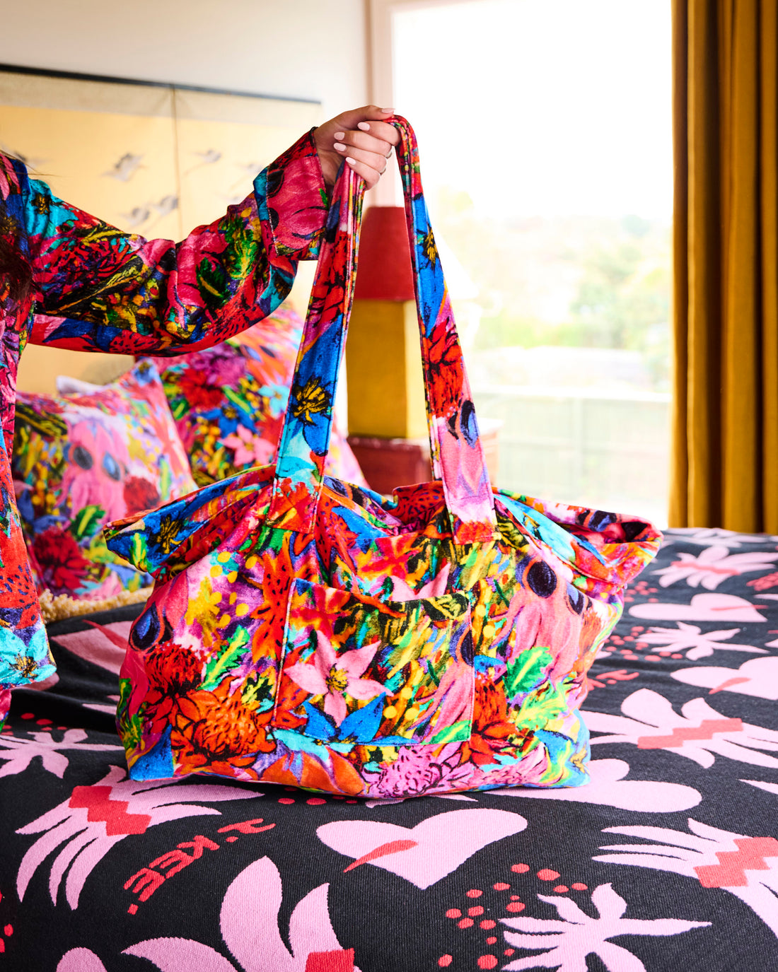 Kip&Co x Jenny Kee Growing The Peace Velvet Oversized Bag