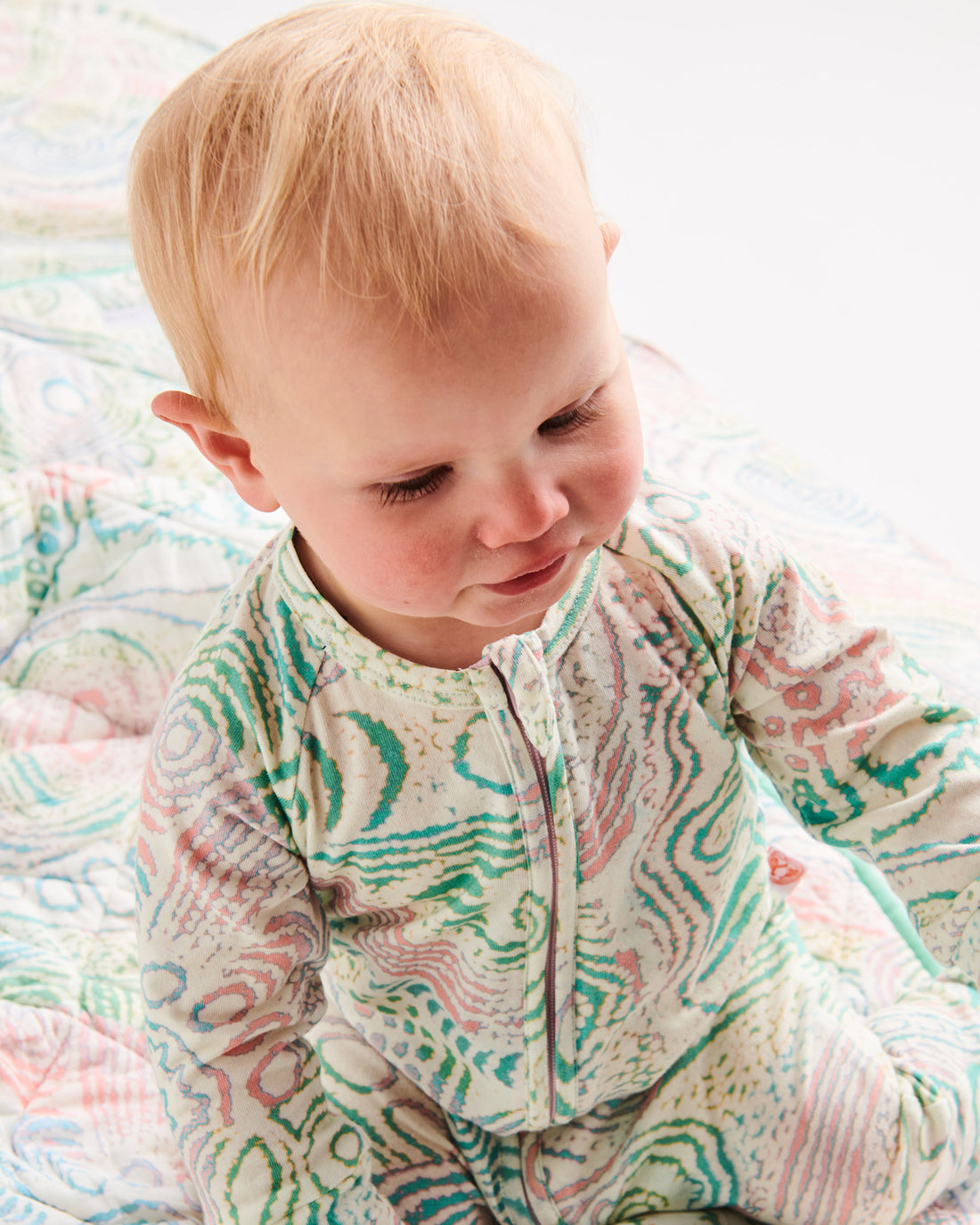 Tjala Tjukurpa Pastel Organic Long Sleeve Zip Romper