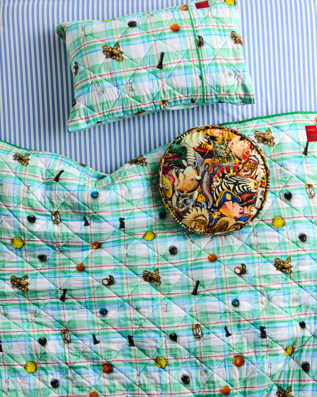 Kip&Co x Eleventh Hour Snookered Tartan Organic Cotton Quilted Pillowcase