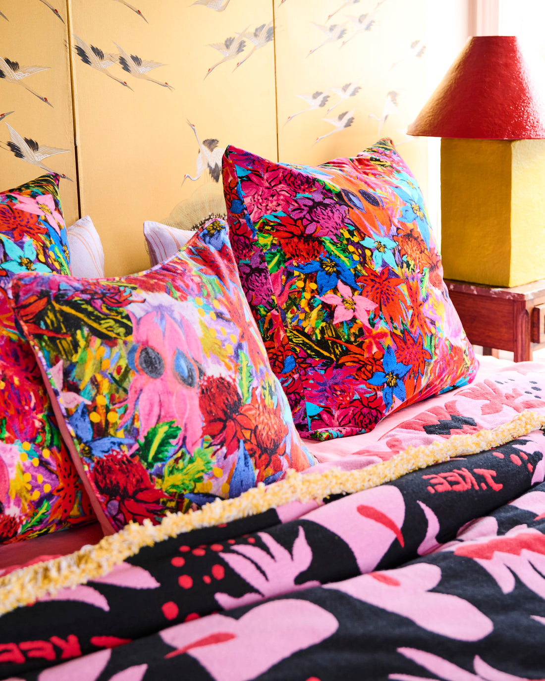 Kip&Co x Jenny Kee Growing The Peace Velvet European Pillowcases