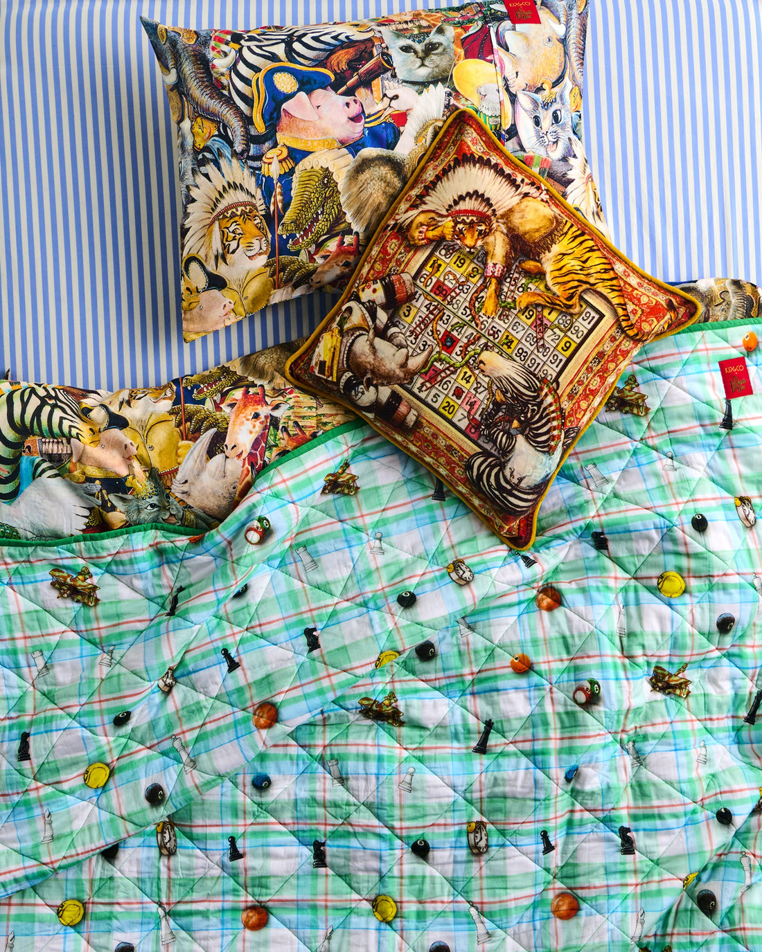 Kip&Co x Eleventh Hour Snookered Tartan Organic Cotton Quilted Kids Bedspread