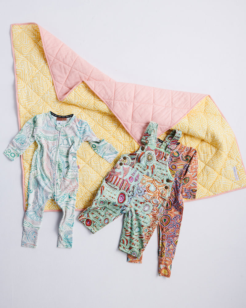 Tjala Tjukurpa Pastel Organic Long Sleeve Zip Romper