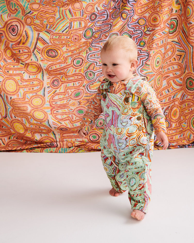 Ngayuku Ngura Sage Baby Quilted Fleece Overalls
