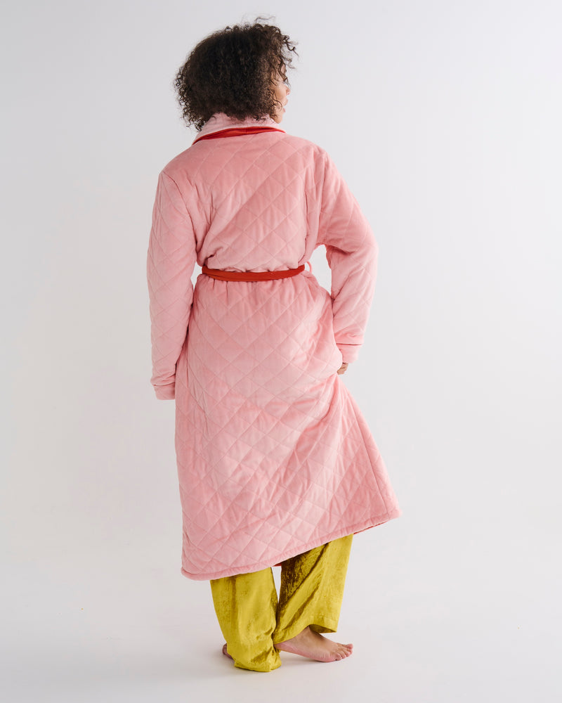 Pretty In Peach Quilted Velvet Robe
