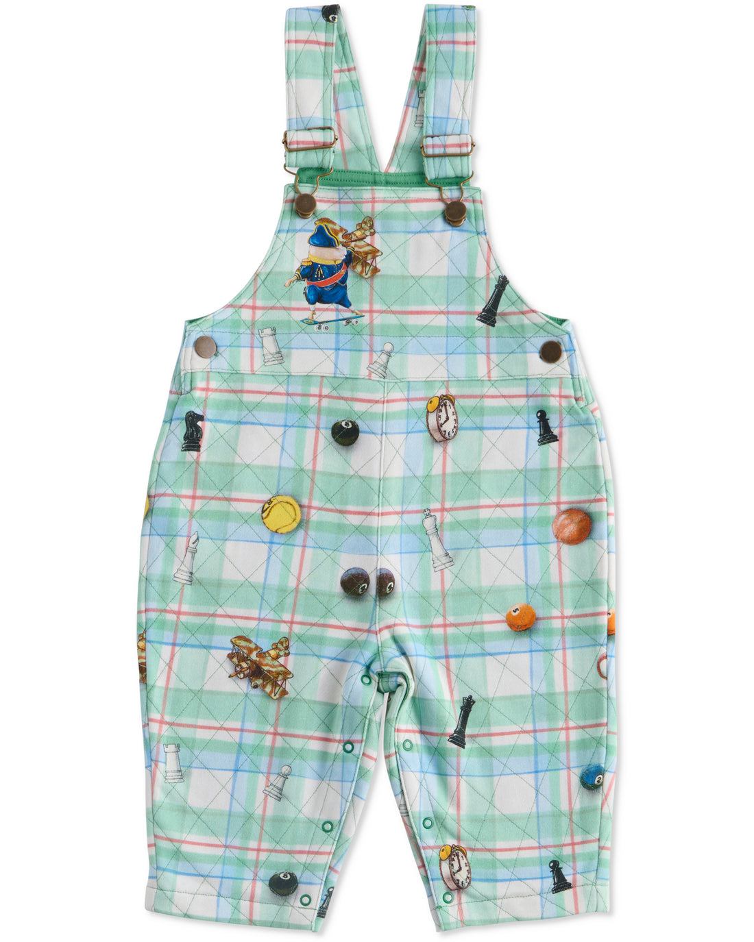 Kip&Co x Eleventh Hour Snookered Tartan Organic Cotton Quilted Fleece Overalls