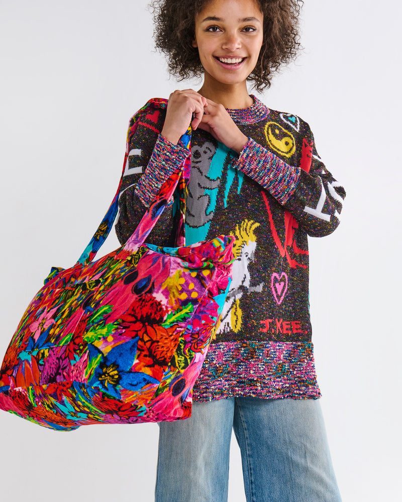 Kip&Co x Jenny Kee Growing The Peace Velvet Oversized Bag