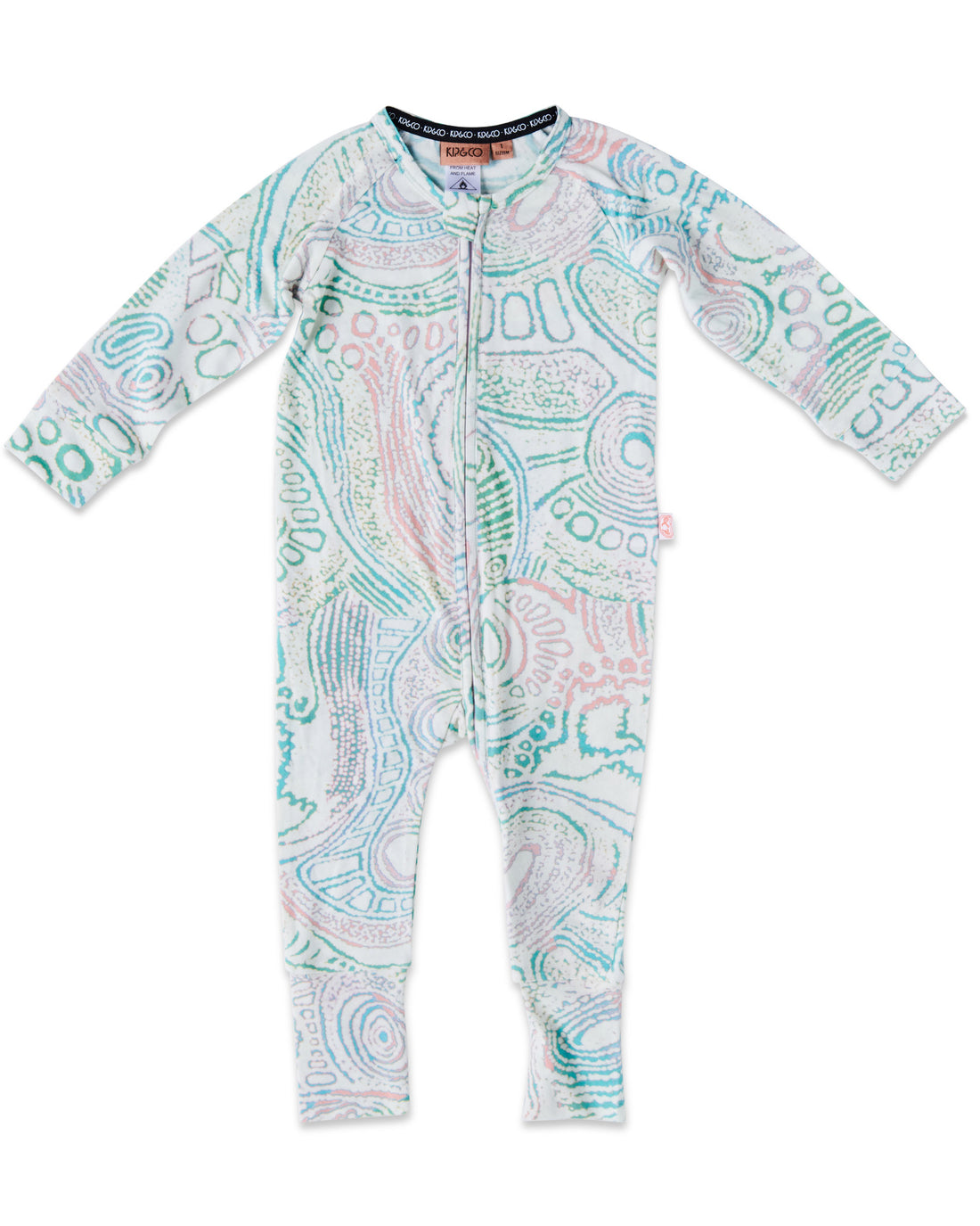 Tjala Tjukurpa Pastel Organic Long Sleeve Zip Romper
