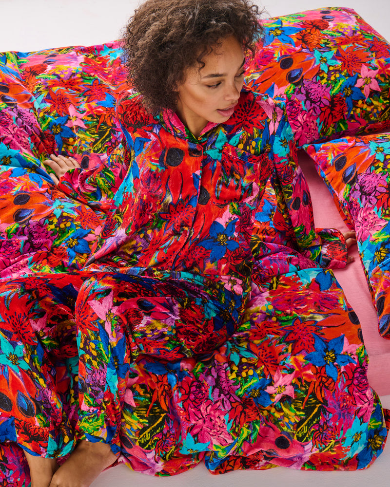 Kip&Co x Jenny Kee Growing The Peace Adult Velvet Long Sleeve Shirt & Pant Pyjama Set