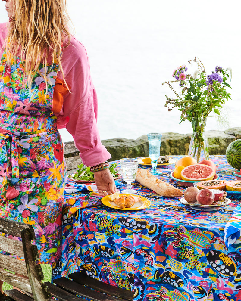 Kip&Co X Ken Done Barrier Reef Garden Round Linen Tablecloth
