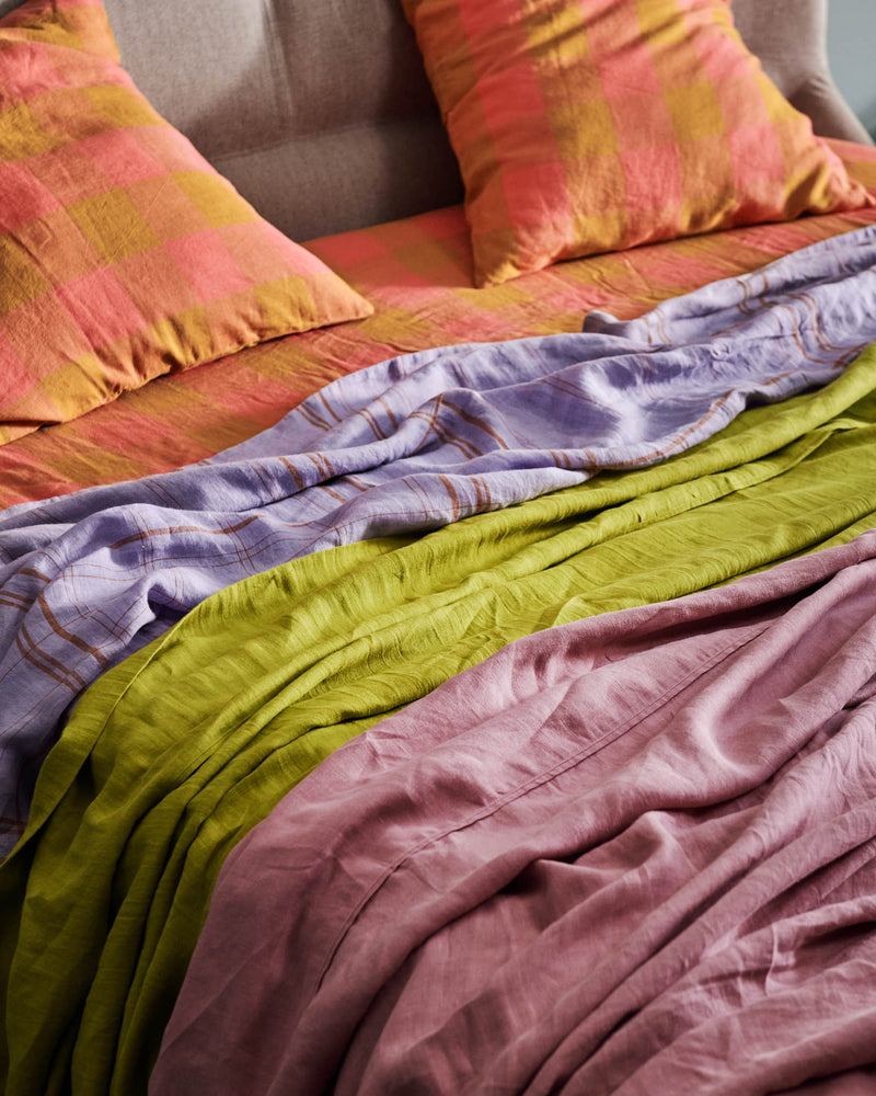 Santa Monica Tartan Linen Flat Sheet