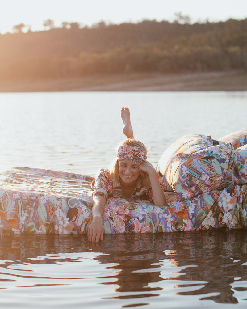 Kip&Co x Kezz Brett Waterlily Waterway Silk Eye Mask