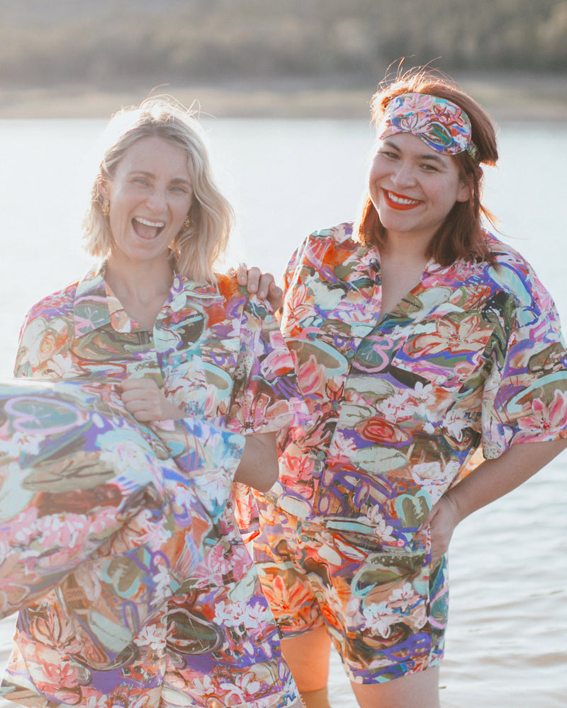 Kip&Co x Kezz Brett Waterlily Waterway Silk Eye Mask