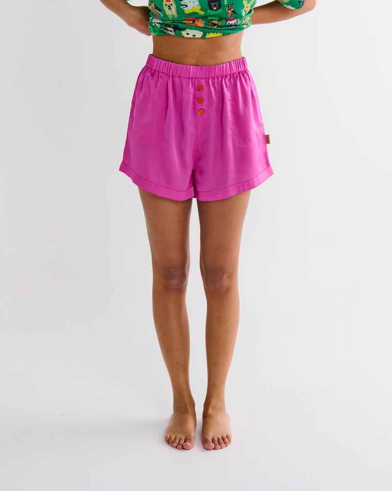 Flirty Teen Eco Satin Short Sleeve Shirt & Short Pyjama Set