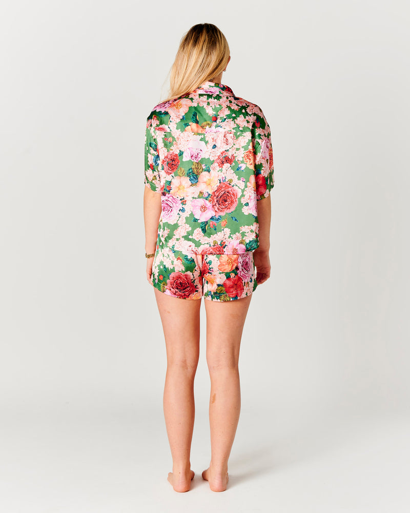 Rose Garden Teen Eco Satin Short Sleeve Shirt & Short Pyjama Set