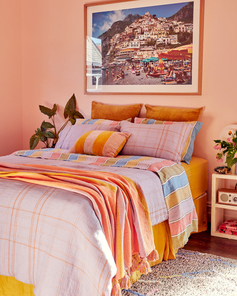 Santa Monica Tartan Linen Quilt Cover