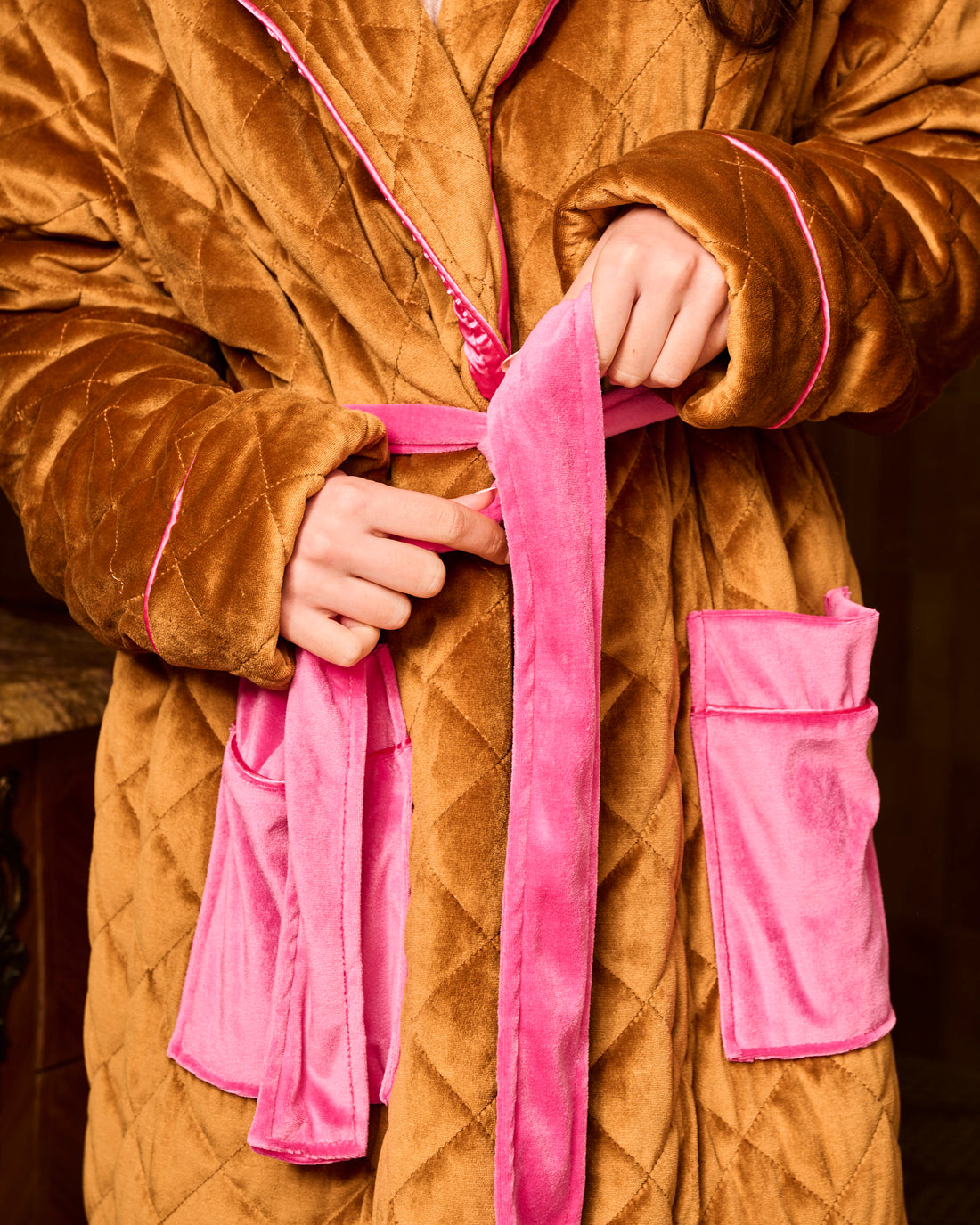 Pecan Delight Quilted Velvet Robe
