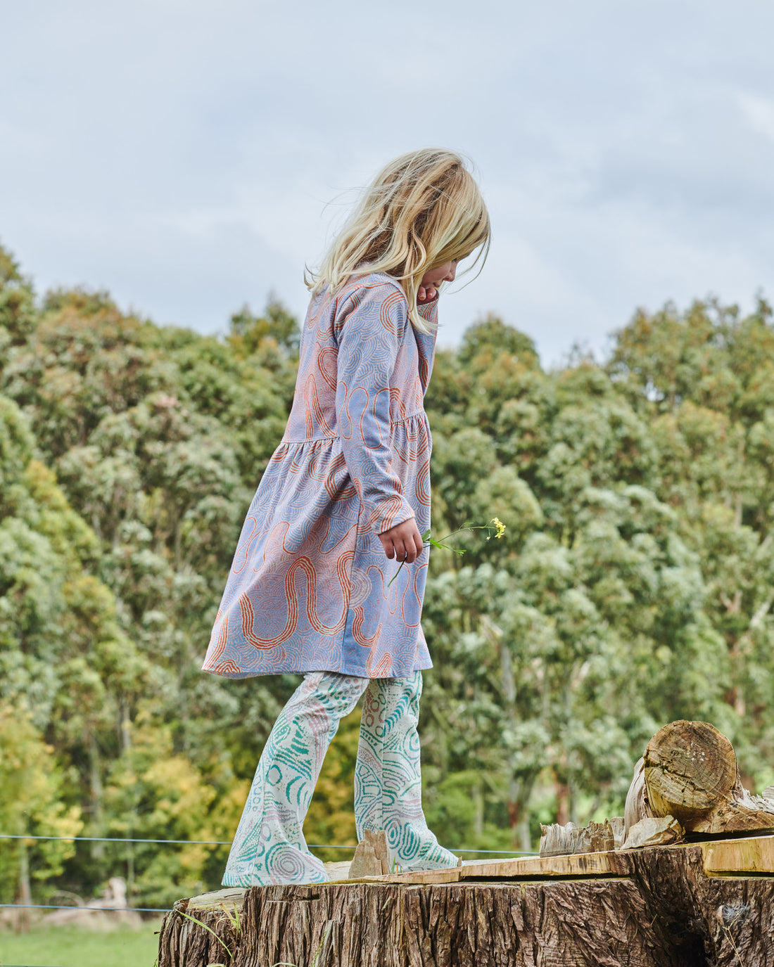 Kalaya Ngura Organic Cotton Long Sleeve Everyday Dress