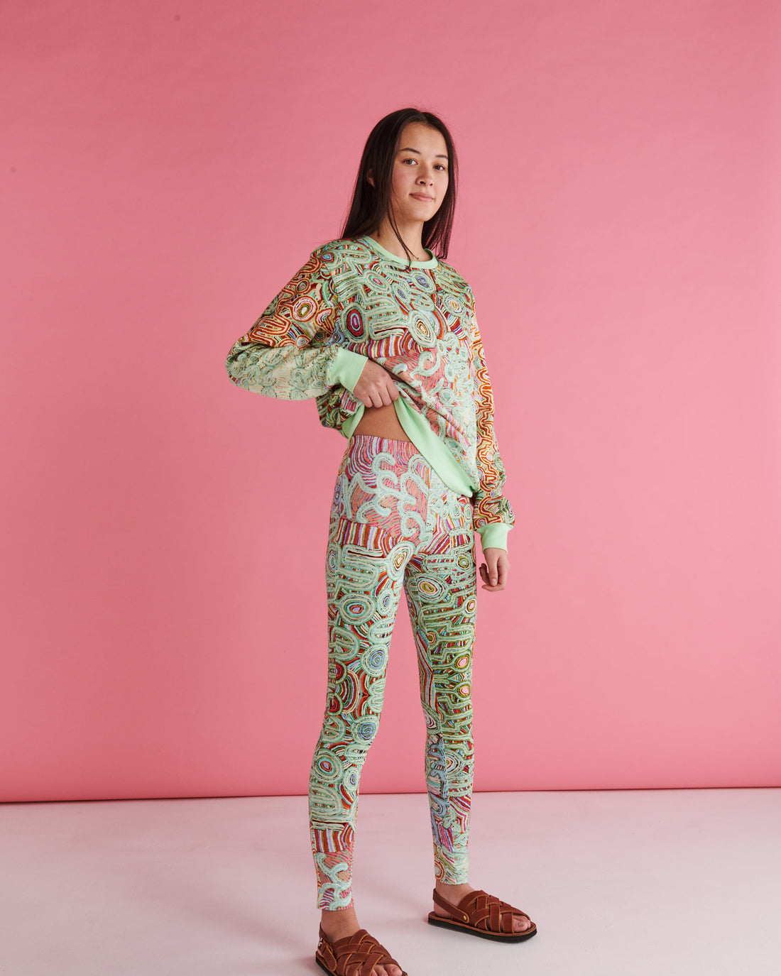 Ngayuku Ngura Sage Adult Organic Cotton Leggings