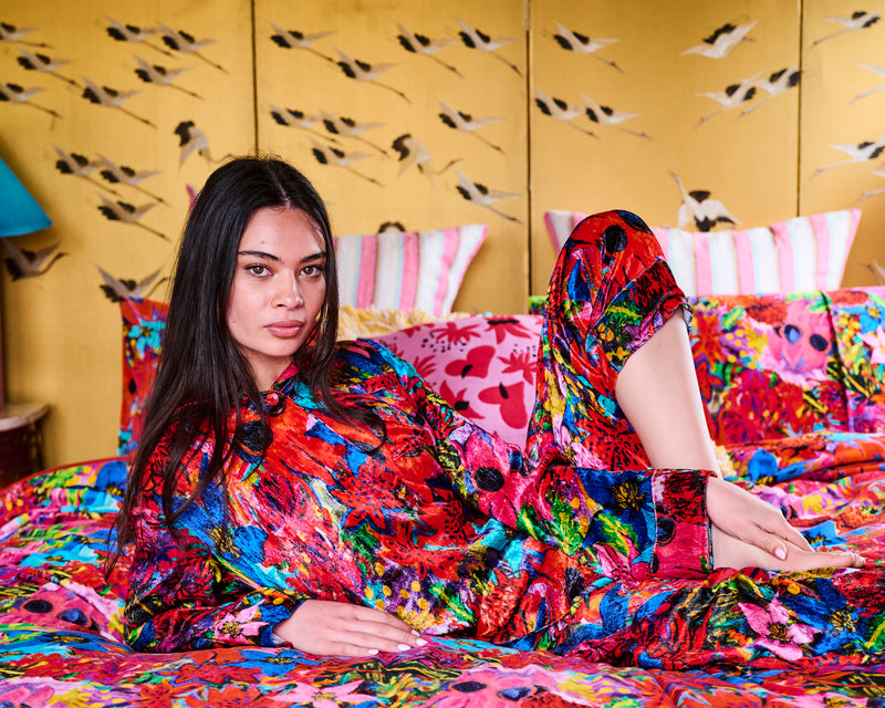 Kip&Co x Jenny Kee Growing The Peace Adult Velvet Long Sleeve Shirt & Pant Pyjama Set