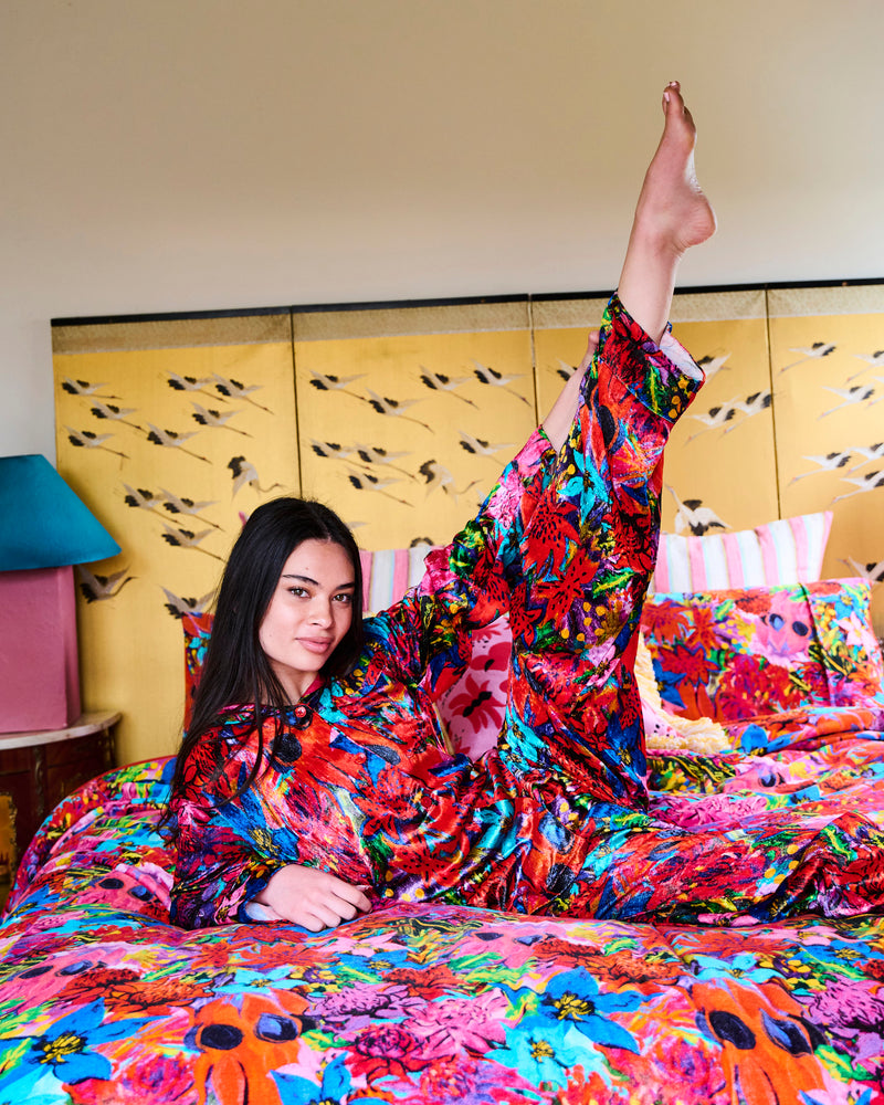 Kip&Co x Jenny Kee Growing The Peace Adult Velvet Long Sleeve Shirt & Pant Pyjama Set