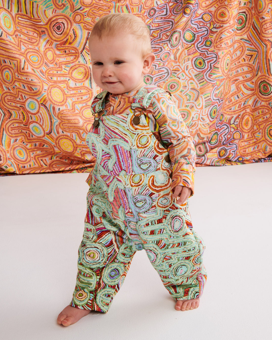 Ngayuku Ngura Sage Baby Quilted Fleece Overalls