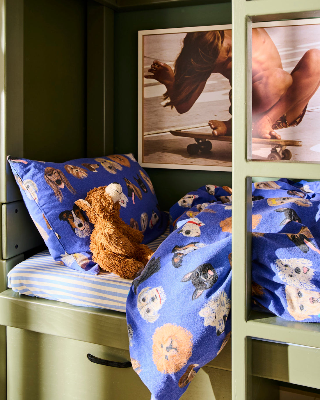 Dog Park Blue Flannelette Pillowcase