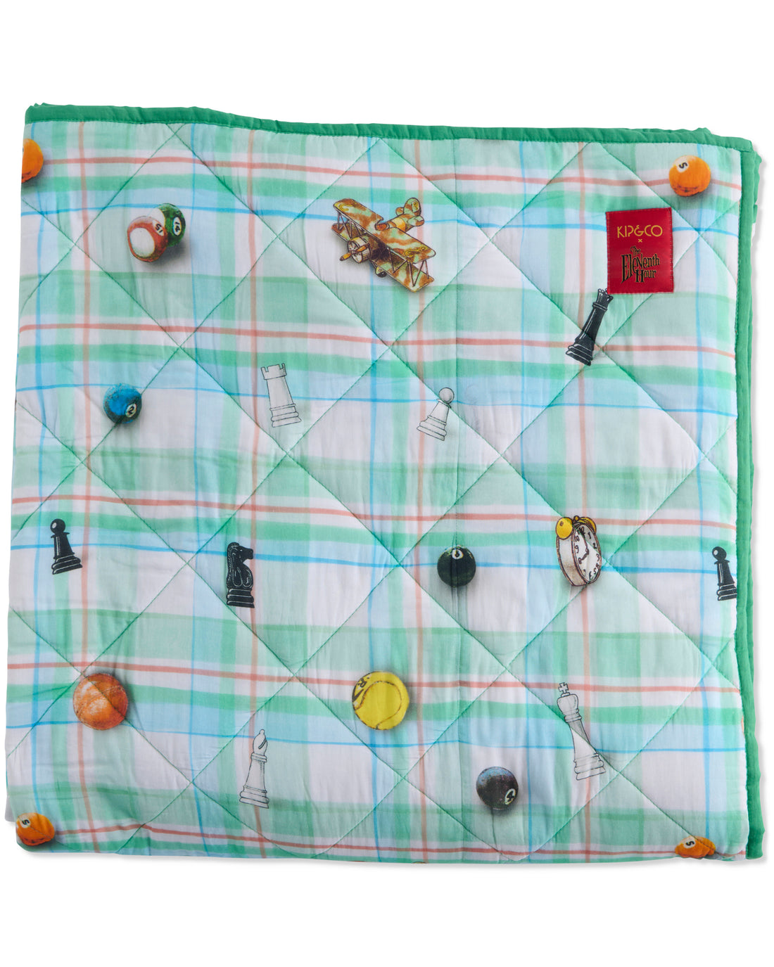 Kip&Co x Eleventh Hour Snookered Tartan Organic Cotton Quilted Kids Bedspread