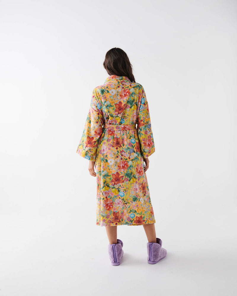 Abundance Marigold Printed Terry Bath Robe