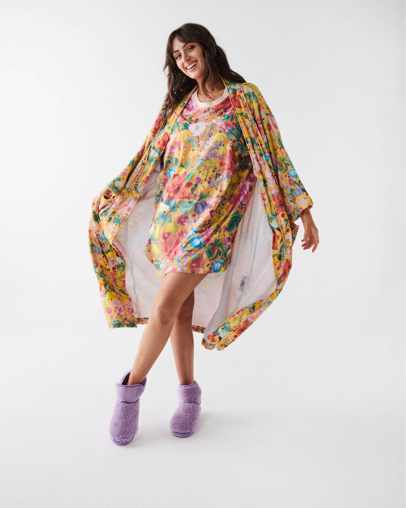 Abundance Marigold Printed Terry Bath Robe