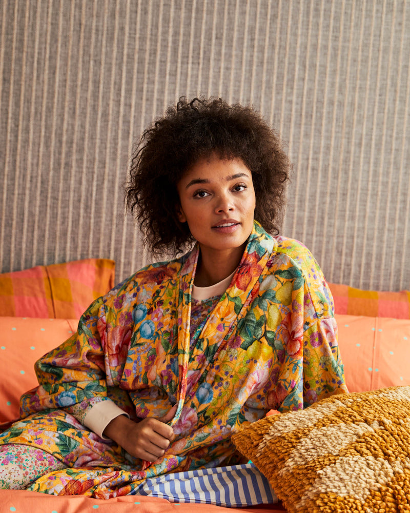 Abundance Marigold Printed Terry Bath Robe
