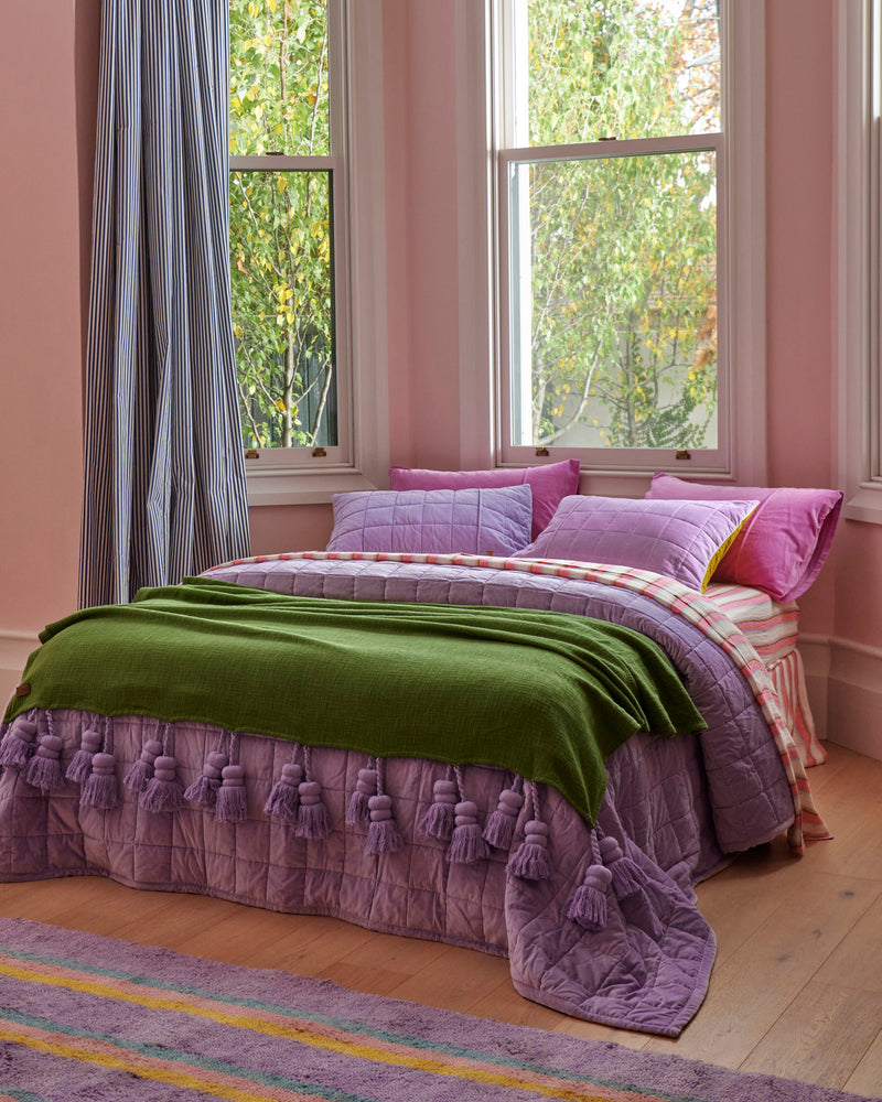 Lilac Palm Velvet Quilted Pillowcases