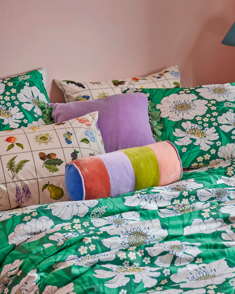 Tumbling Flowers Green Organic Cotton Flat Sheet