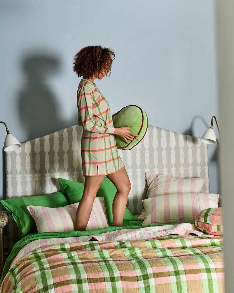 Pistachio Tartan Organic Cotton Long Sleeve Nightie