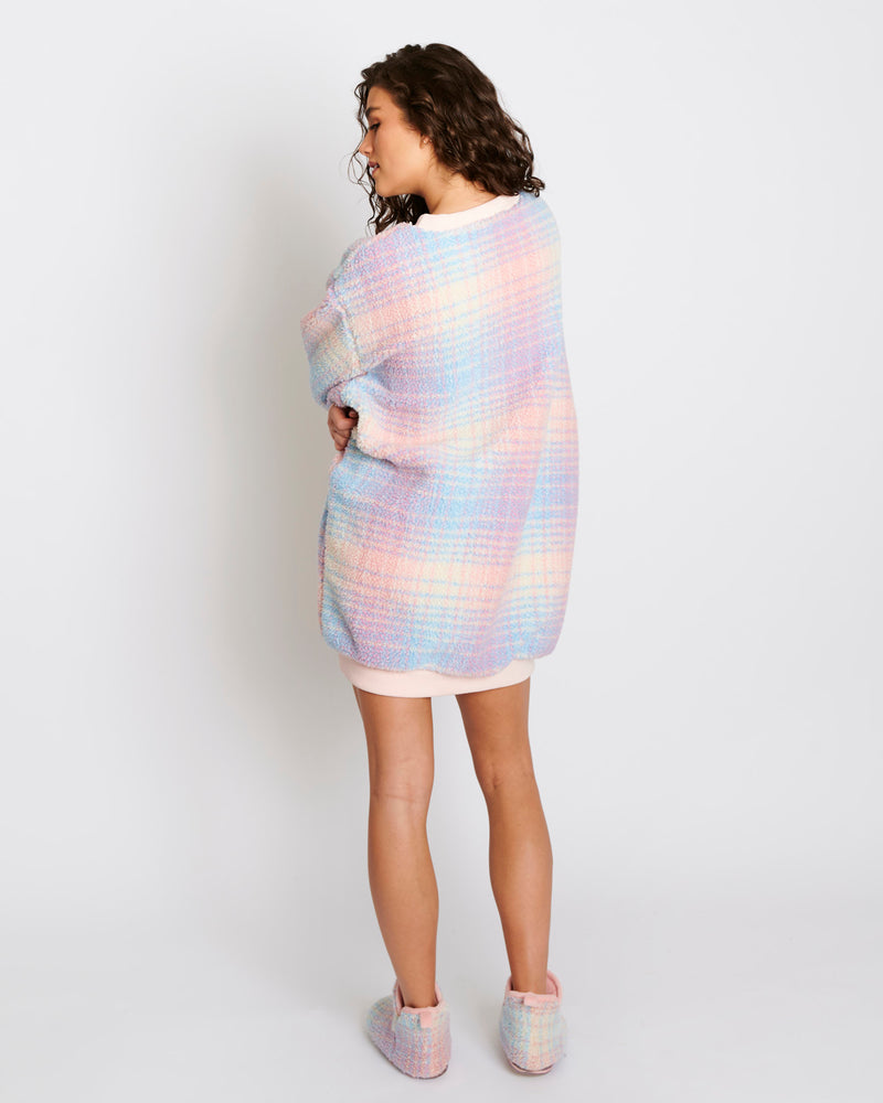 Pastel Dreams Tartan Sherpa Adult Oversized Bedtime Sweater