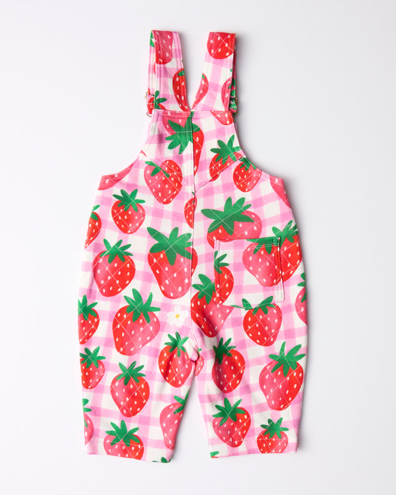 Strawberry Jam Organic Cotton Quilted Fleece Overalls