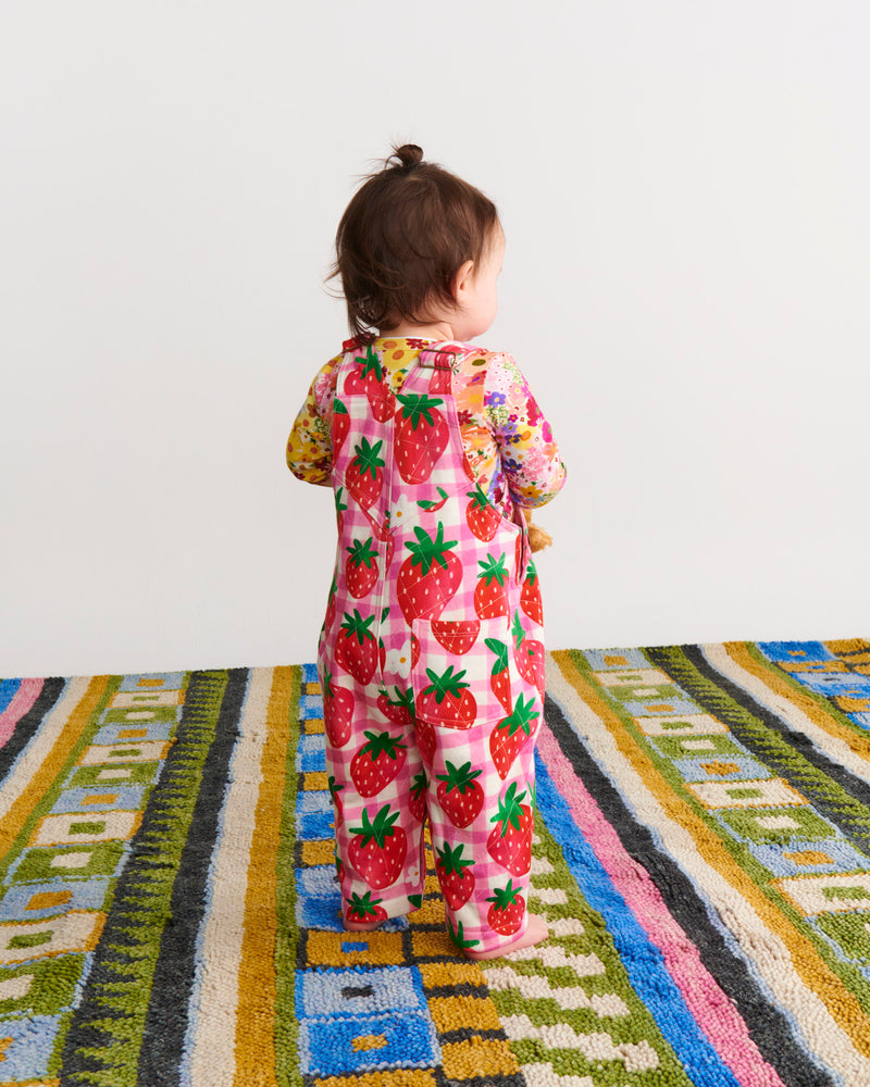 Strawberry Jam Organic Cotton Quilted Fleece Overalls