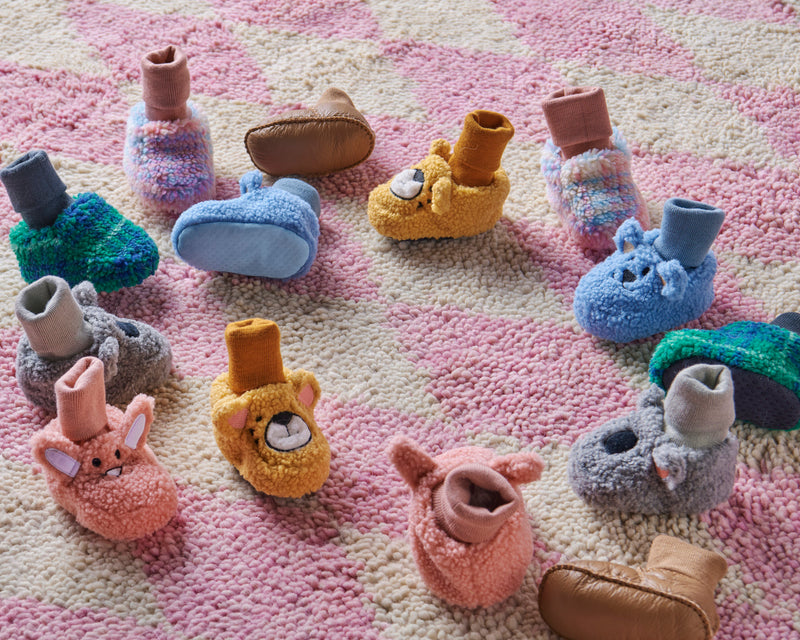 Pastel Dreams Tartan Sherpa Baby Booties
