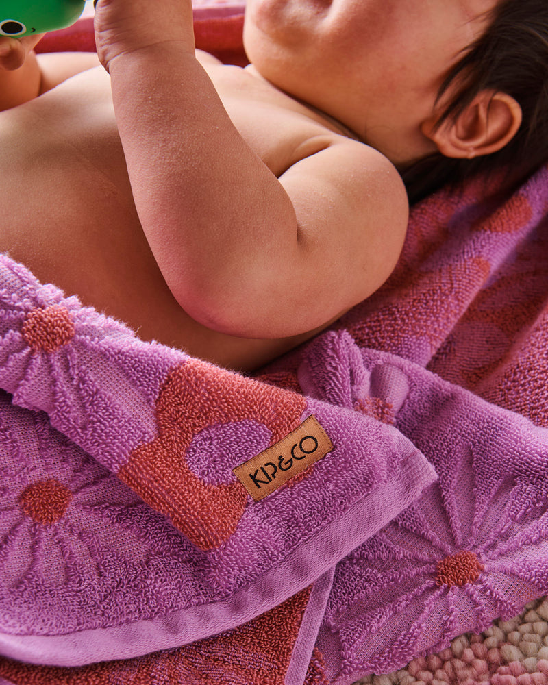 Peach Fleur Terry Baby Towel