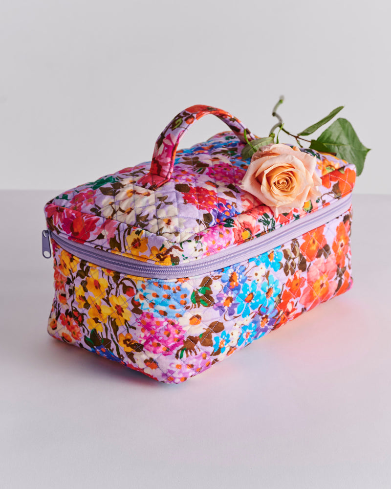 Forever Floral Lilac Quilted Cotton Toiletry Case
