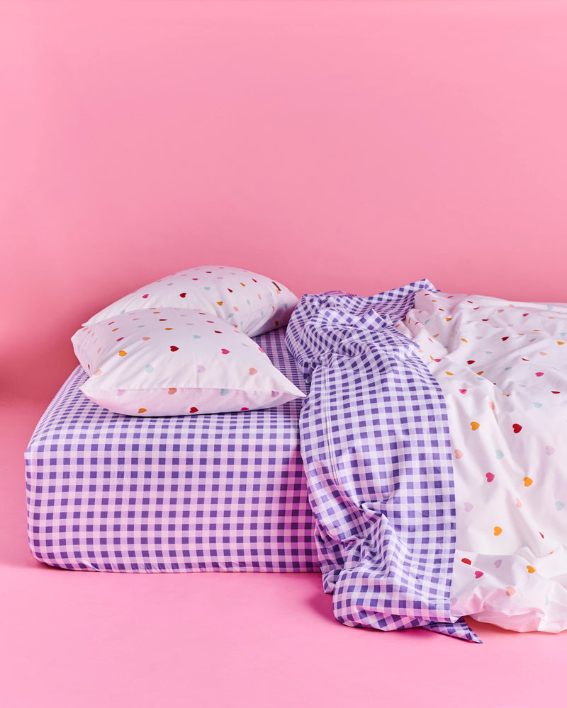 Lilac Gingham Organic Cotton Flat Sheet