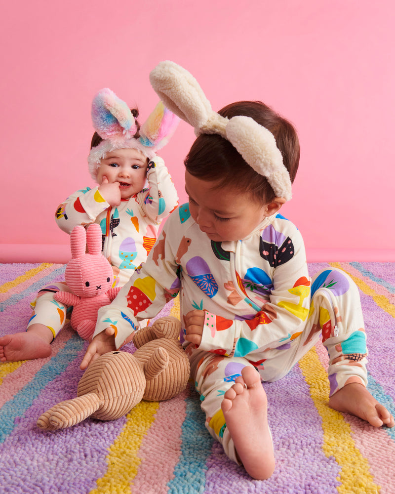 Hippity Hop White Organic Long Sleeve Zip Romper