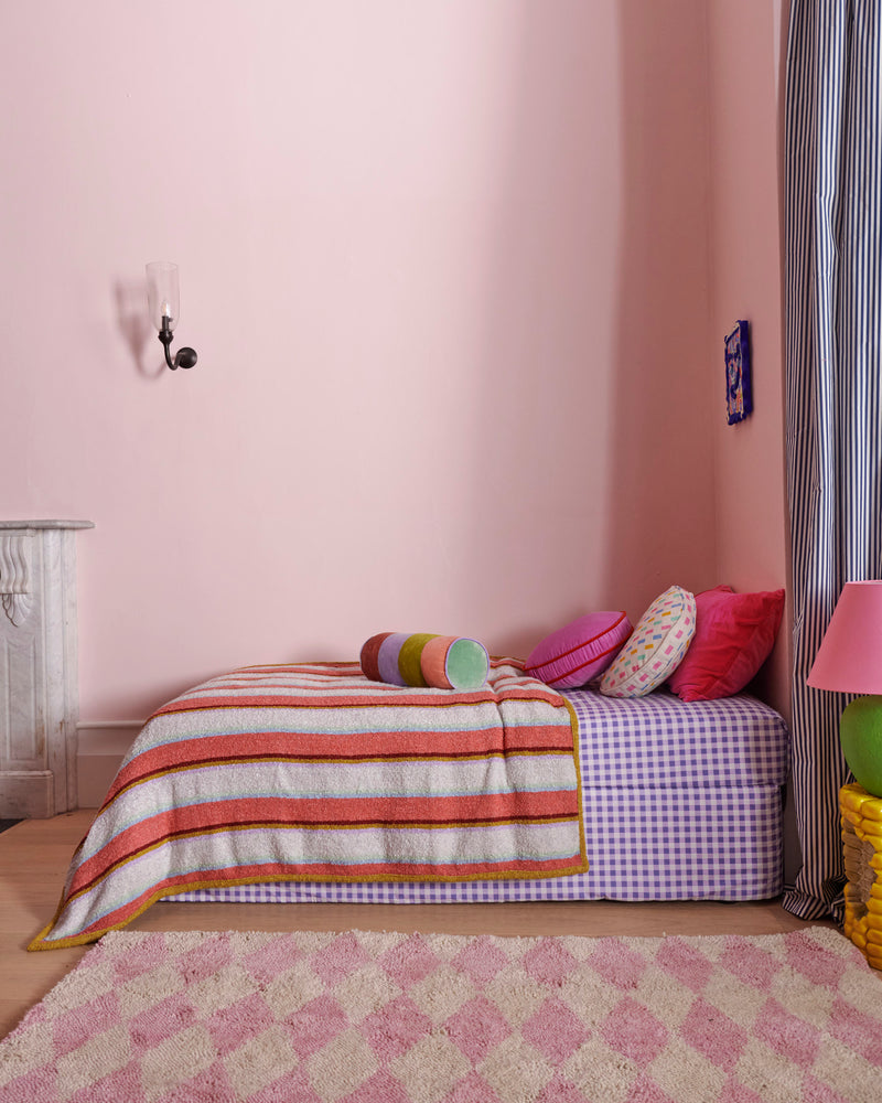 Rose Water Stripe Boucle Blanket