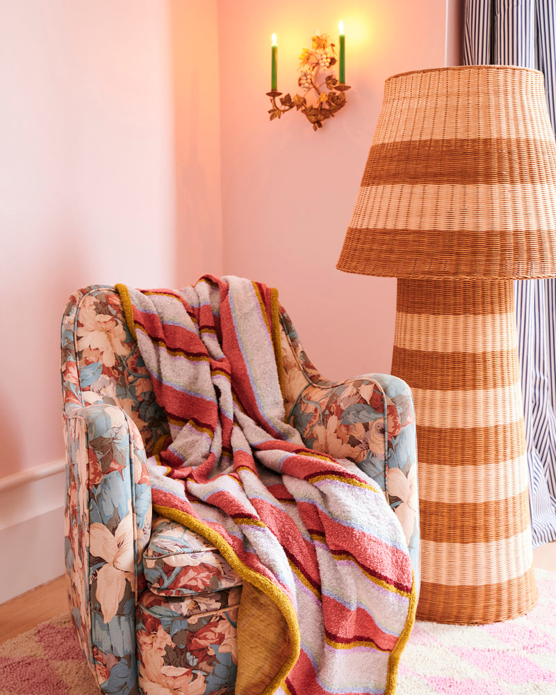 Rose Water Stripe Boucle Blanket