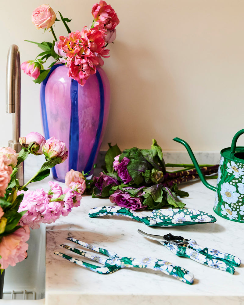 Tumbling Flowers Green Watering Can