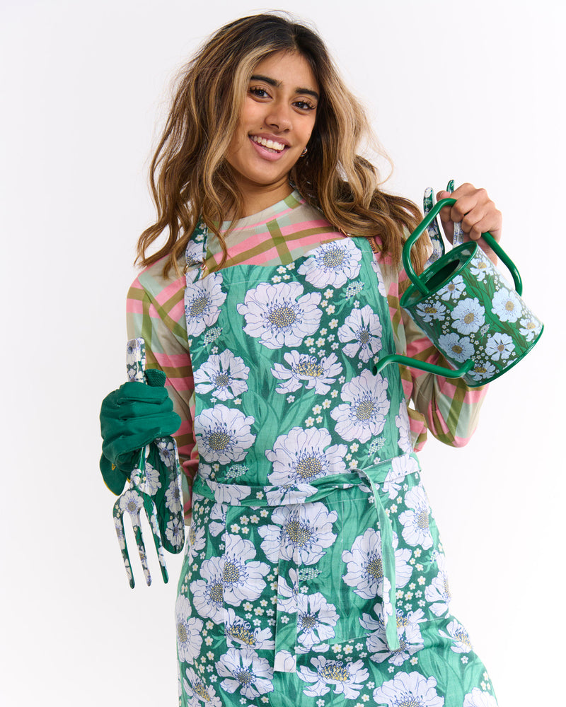 Tumbling Flowers Green Garden Tools and Gloves Set