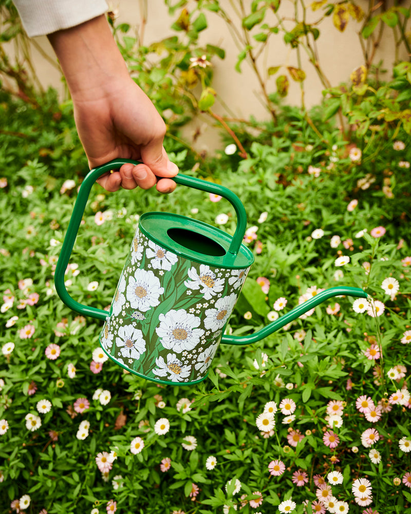Tumbling Flowers Green Watering Can