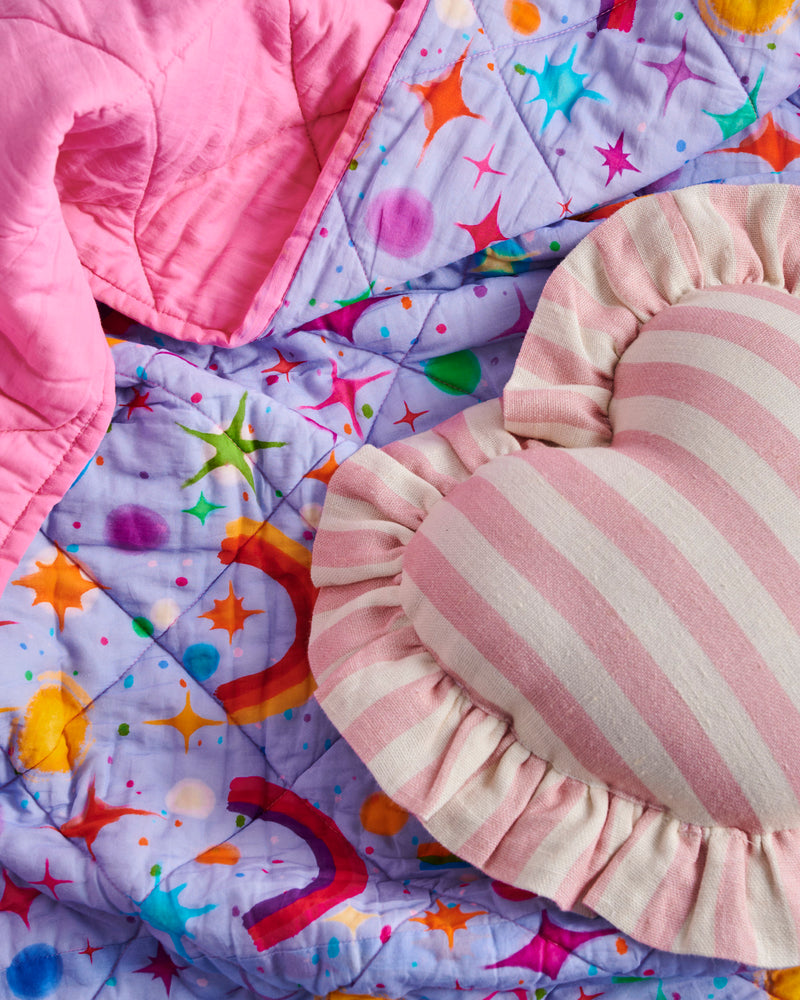 Cotton Candy Heart Frill Upholstery Cushion